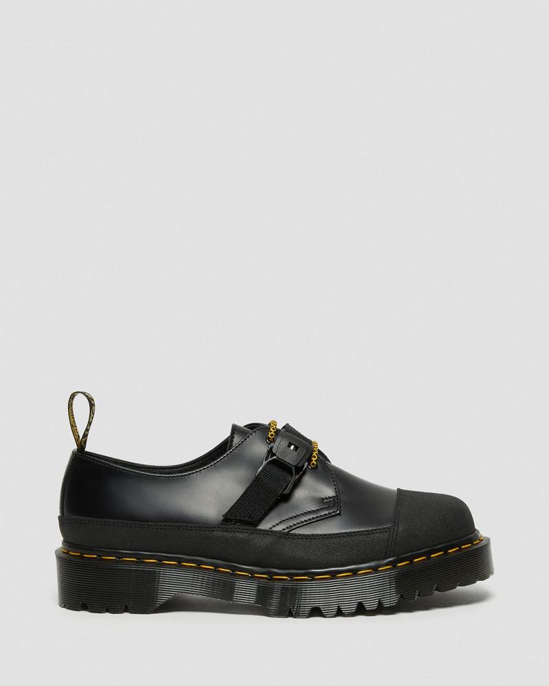 Black Men's Dr Martens 1461 Made In England Bex Tech Smooth Leather Oxfords Shoes | CA 593KOR